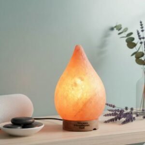 Tear Drop Shape | Natural Himalayan Pink Salt Lamp with Wooden Base