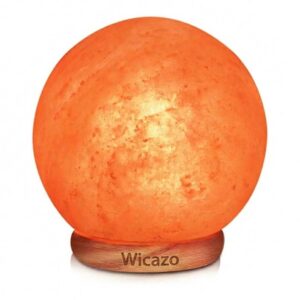 Sphere Shape Himalayan Salt Lamp on Wooden Base