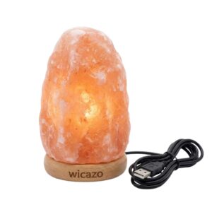 Wicazo Natural Himalayan Salt Lamp with USB Cable - Warm Ambient Glow & Air Purifier