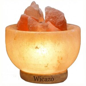 Himalayan Salt Bowl Lamp with Chunks Filling
