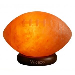 Rugby Shape Himalayan Salt Lamp with Wooden Base
