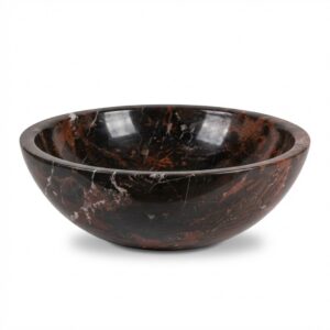 Luxury Red Zebra Marble Vessel Sink, Round Natural Stone Bathroom Basin (Available in 14"x5" & 16"x6")