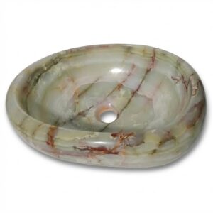 16x12x6 Oval Multi-Green Onyx Marble Vessel Sink - Natural Stone Bathroom Basin